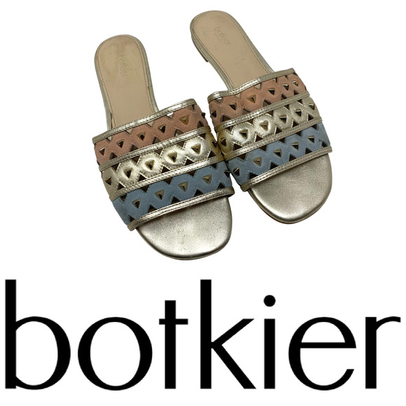 Botkier Maeva Multicolor Metallic Studded Slide Flat Sandals Sz 6.5 - Picture 1 of 8